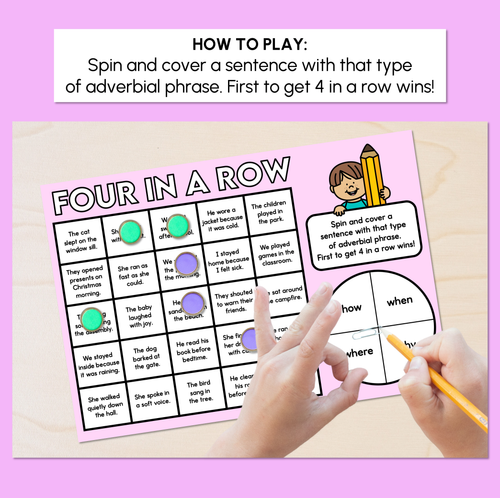 Resource preview 2 for Adverbial Phrase - Four in a Row