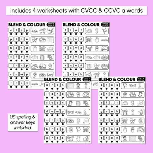Resource preview 3 for Blend & Colour - CVCC CCVC A Words Blending Worksheets