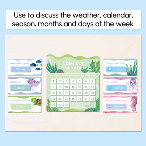 Resource preview 2 for Calendar & Weather Display - The Sea of Wonder Collection - Calming Classroom Decor