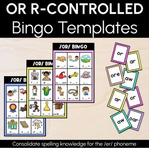 OR R-Controlled SOUND BINGO - Ways to spell the /or/ phoneme