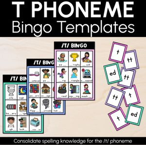 T SOUND BINGO - Ways to spell the /t/ phoneme