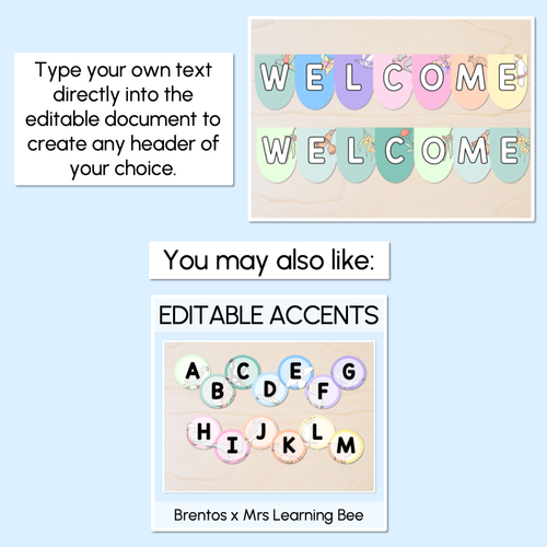 Resource preview 3 for Editable Scalloped Bunting - Alphabet & Numbers - The Brentos Collection