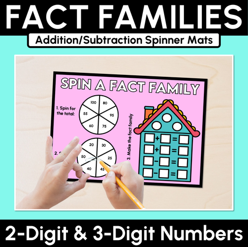 Resource preview 1 for Fact Families - 2-Digit & 3-Digit Numbers - Addition & Subtraction Spinner Mats