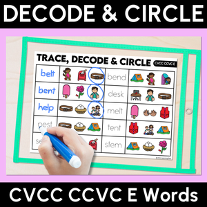Trace, Decode & Circle - CVCC CCVC E Words - Decodable Word Mats