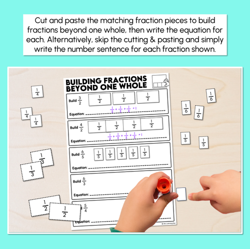 Resource preview 2 for Building Fractions Beyond One Whole - Cut and Paste Activity