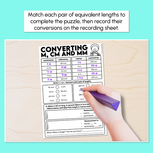 Resource preview 2 for Converting Length - Millimetres, Centimetres and Metres Worksheets