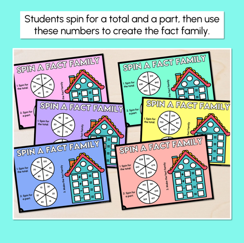 Resource preview 2 for Fact Families - 2-Digit & 3-Digit Numbers - Addition & Subtraction Spinner Mats