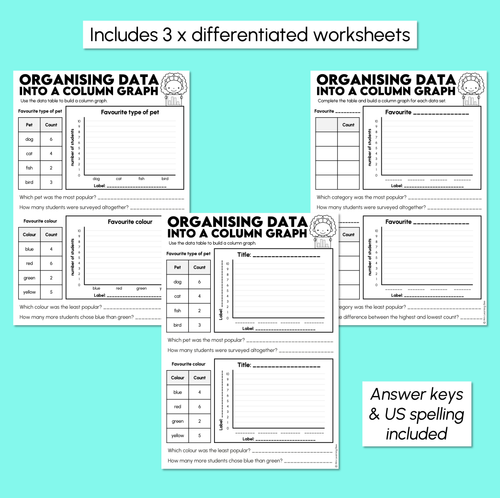 Resource preview 3 for Organising Data Into a Column Graph Worksheets