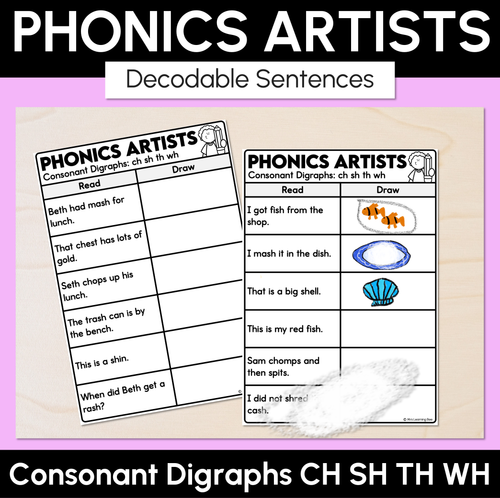 Resource preview 3 for Phonics Artists - Consonant Digraphs Decodable Words & Sentences Complete Bundle