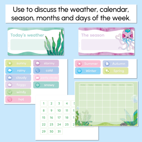 Resource preview 4 for Calendar & Weather Display - The Sea of Wonder Collection - Calming Classroom Decor