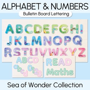 Alphabet & Numbers Bulletin Board Lettering - The Sea of Wonder Collection - Calming Classroom Decor 
