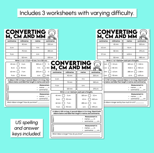 Resource preview 3 for Converting Length - Millimetres, Centimetres and Metres Worksheets