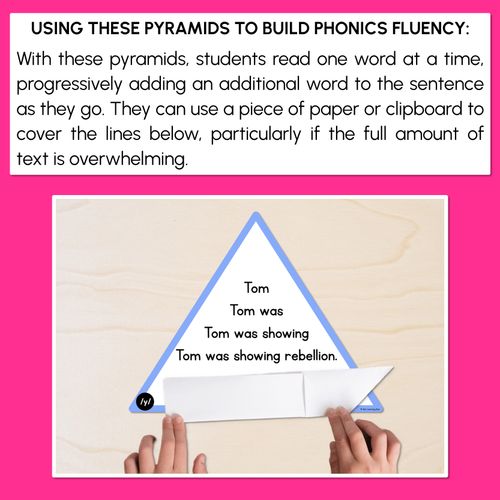 Resource preview 3 for CONSONANT PHONEME Y WORDS - Decodable Sentence Pyramids - Phonics Fluency