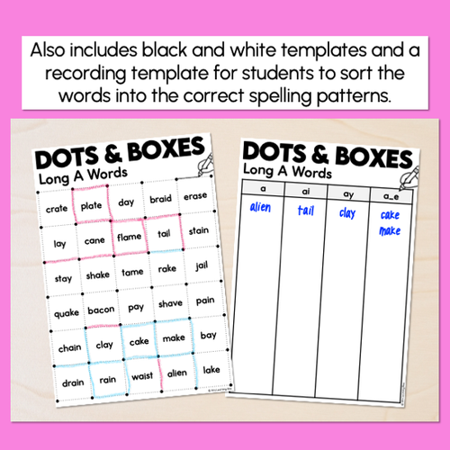 Resource preview 3 for Dots and Boxes Phonics Game - Long A Words