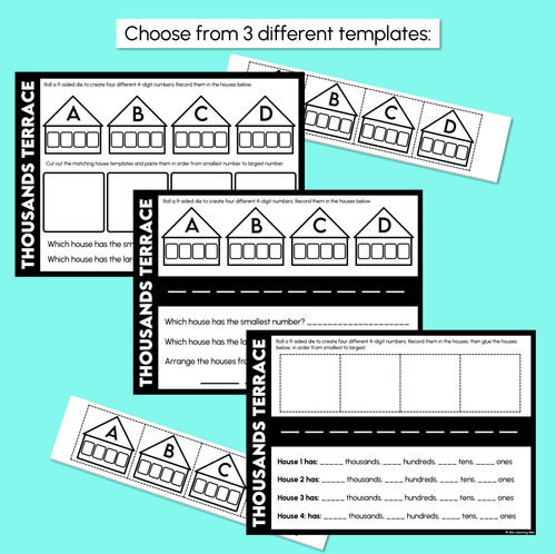 Resource preview 3 for Thousands Terrace - Order 4-Digit Numbers - Printable Templates