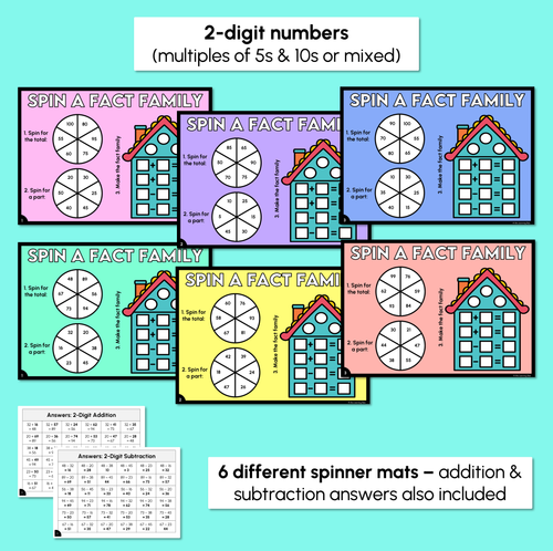 Resource preview 3 for Fact Families - 2-Digit & 3-Digit Numbers - Addition & Subtraction Spinner Mats