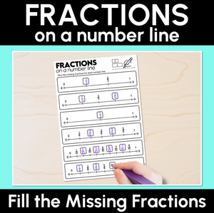 Fill the Missing Fractions- Fractions on a Number Line Worksheets