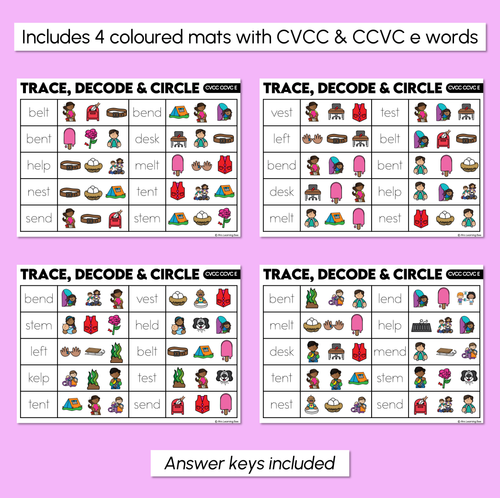 Resource preview 2 for Trace, Decode & Circle - CVCC CCVC E Words - Decodable Word Mats