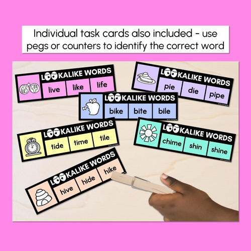 Resource preview 3 for LOOKALIKE WORDS with LONG I Words - LONG VOWEL I Words - Task Cards & Printables