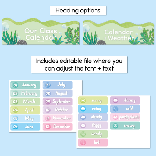 Resource preview 5 for Calendar & Weather Display - The Sea of Wonder Collection - Calming Classroom Decor