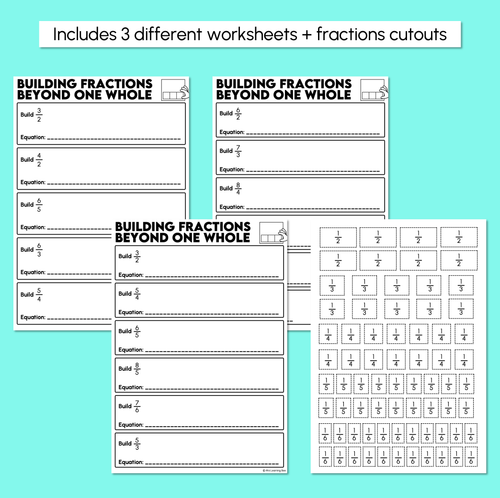 Resource preview 3 for Building Fractions Beyond One Whole - Cut and Paste Activity