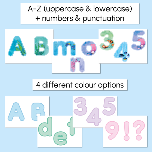 Resource preview 2 for Alphabet & Numbers Bulletin Board Lettering - The Sea of Wonder Collection - Calming Classroom Decor 