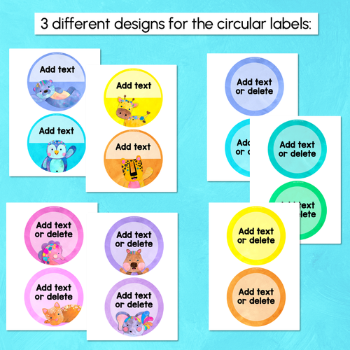 Resource preview 4 for Editable Labels - Circles, Hexagons & Squares - Watercolour Rainbow Classroom Decor - The Kutopia Collection