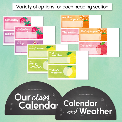 Resource preview 4 for Calendar & Weather Display - The Tutti Frutti Collection - Colourful Classroom Decor