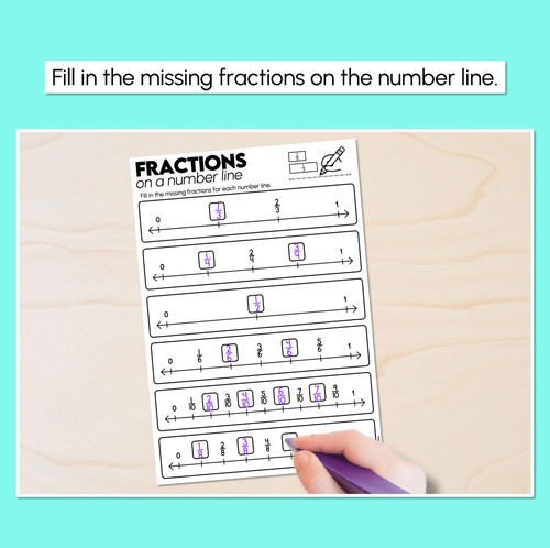 Resource preview 2 for Fill the Missing Fractions- Fractions on a Number Line Worksheets