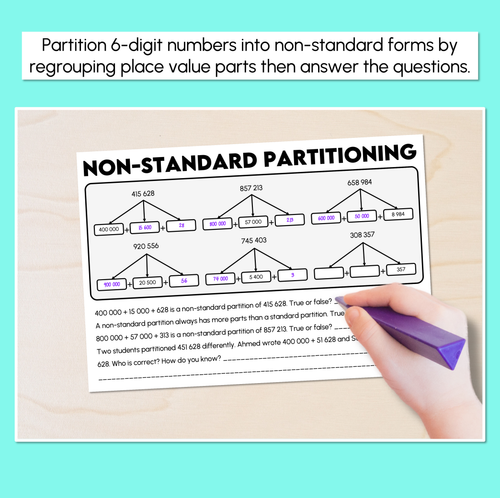 Resource preview 2 for Non-standard Partitioning 6-Digit Numbers - Thousands, 10 Thousands, 100 Thousands Worksheets