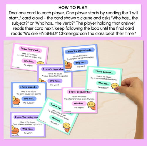 Resource preview 2 for I Have, Who Has - Subjects & Verbs in Clauses