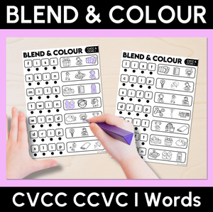 Blend & Colour - CVCC CCVC I Words Blending Worksheets