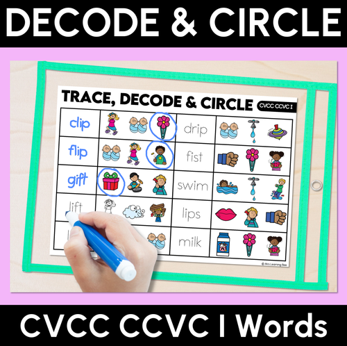Resource preview 8 for Trace, Decode & Circle - CVC CVCC CCVC Decodable Word Mats Bundle