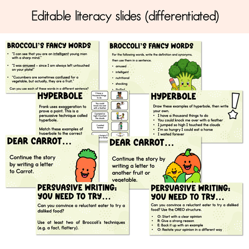 Resource preview 2 for Dear Broccoli Editable Slides - Differentiated Writing, Maths and Design Prompts - Book Week 2026
