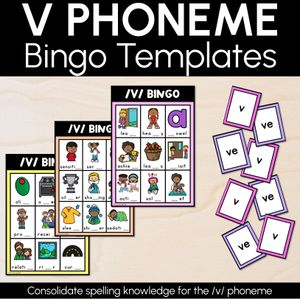 V SOUND BINGO - Ways to spell the /v/ phoneme