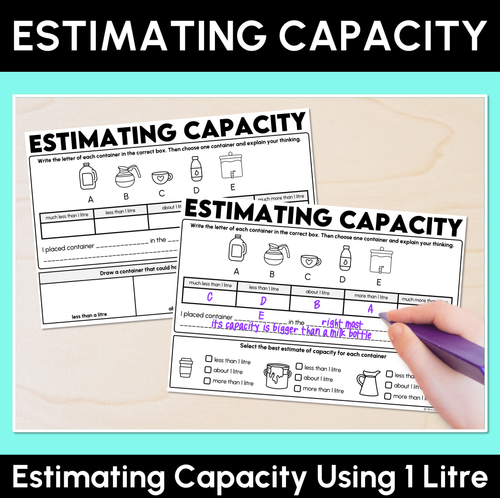 Resource preview 1 for Estimating Capacity Using 1 Litre Worksheets