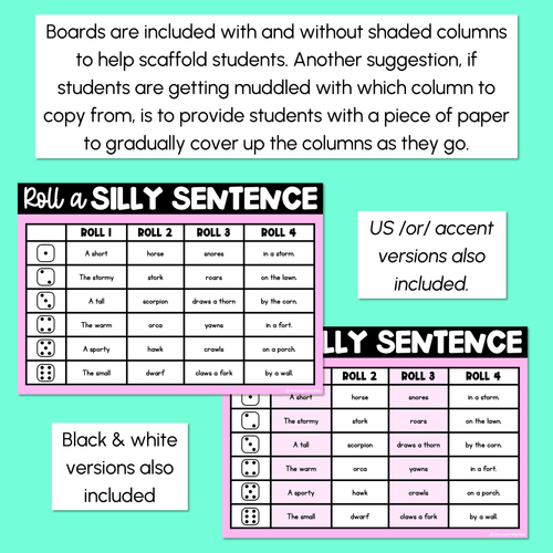 Resource preview 4 for Decodable Sentences with R-Controlled OR Words - Roll a Silly Sentence Phonics