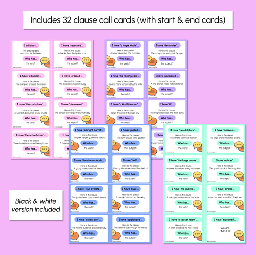 Resource preview 3 for I Have, Who Has - Subjects & Verbs in Clauses