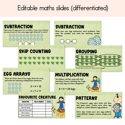Resource preview 3 for The Emperor's Egg Editable Slides - Differentiated Writing, Maths and Design Prompts - Book Week 2026