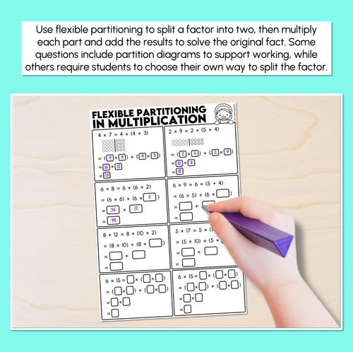 Resource preview 2 for Distributive Property (Flexible Partitioning in Multiplication) - Multiplication Worksheets