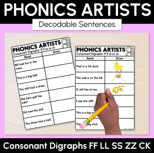 Resource preview 7 for Phonics Artists - Consonant Digraphs Decodable Words & Sentences Complete Bundle