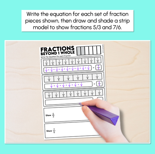 Resource preview 2 for Fractions Beyond One Whole - Fractions Worksheets