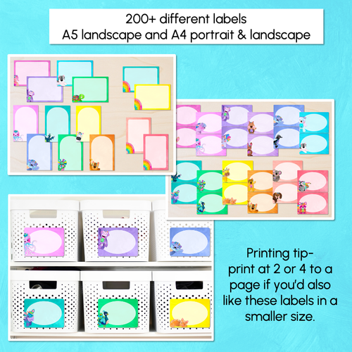 Resource preview 2 for A4 & A5 Portrait & Landscape Editable Labels - Watercolour Rainbow Classroom Decor - The Kutopia Collection