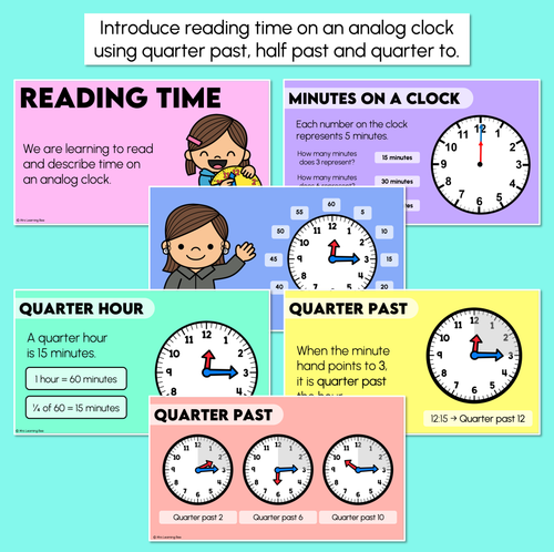Resource preview 2 for Reading Time (Quarter Past, Half Past, Quarter To) - Digital Slides