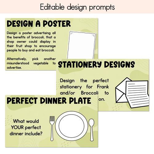 Resource preview 4 for Dear Broccoli Editable Slides - Differentiated Writing, Maths and Design Prompts - Book Week 2026