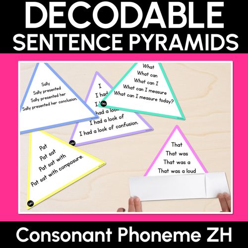 Resource preview 1 for CONSONANT PHONEME ZH WORDS - Decodable Sentence Pyramids - Phonics Fluency