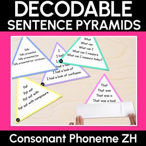 CONSONANT PHONEME ZH WORDS - Decodable Sentence Pyramids - Phonics Fluency