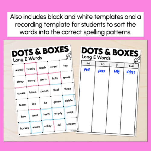 Resource preview 3 for Dots and Boxes Phonics Game - Long E Words