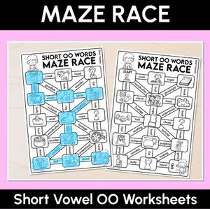 Short Vowel OO Words Maze Race - Short Vowel OO Words Worksheets