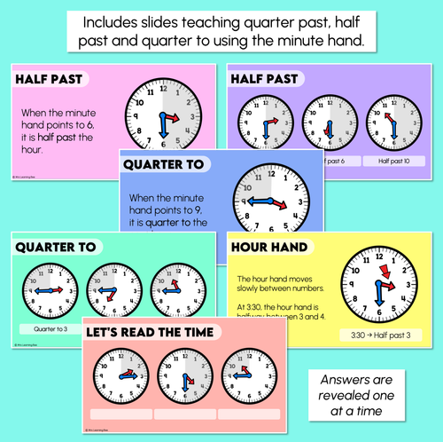 Resource preview 3 for Reading Time (Quarter Past, Half Past, Quarter To) - Digital Slides